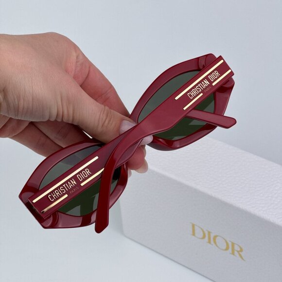 Dior DIORSIGNATURE B1U 35C0 BRAND NEW Sunglasses Shiny Red Green Women Butterfly main image 9